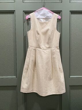 TRINA TURK A-line fit & flare Ivory Gold Metallic Dress Size 6